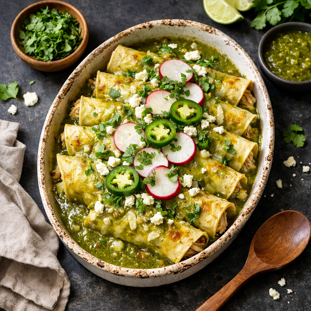 Green Sauce Chicken Enchiladas Family Recipe