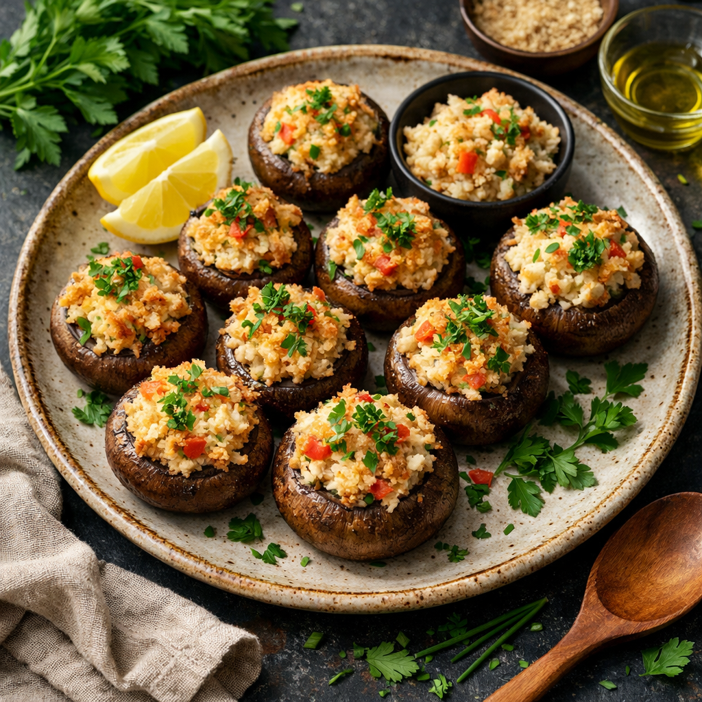 Crab Stuffed Mushrooms - Mushrooms and Crab Lovers Favorite