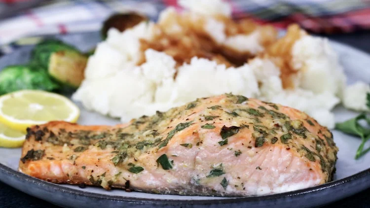Baked Salmon with Garlic and Dijon