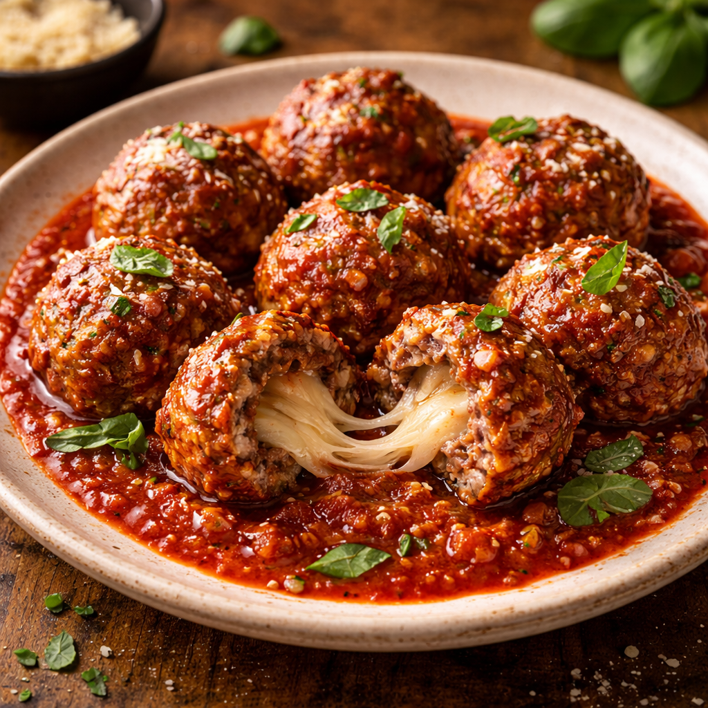 Mozzarella Stuffed Meatballs