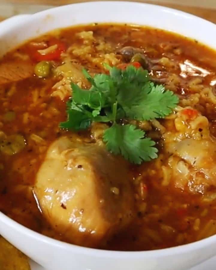 Chicken and Rice Soup with Ham - Asopao - step 3