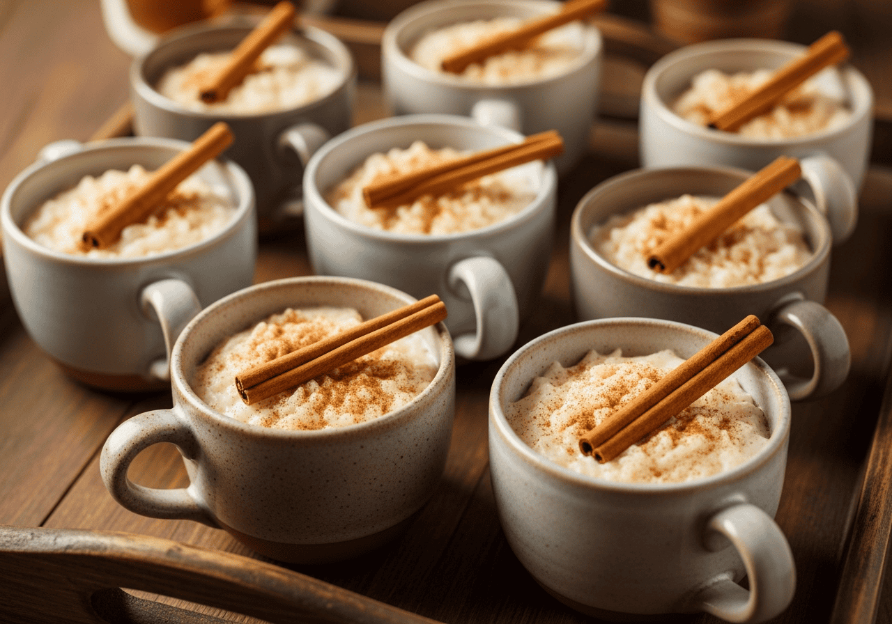 Arroz con Leche Dominicano plated and served