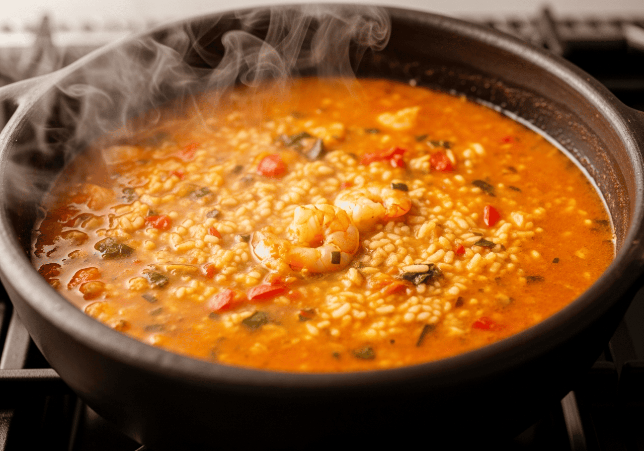 Cooking Asopao de Camarones