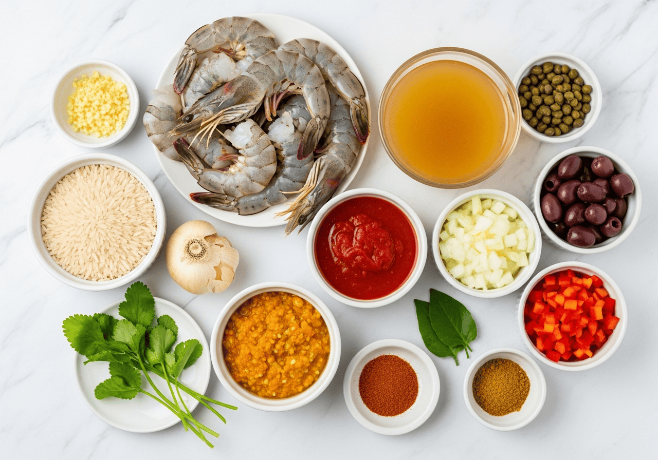 Ingredients for Asopao de Camarones