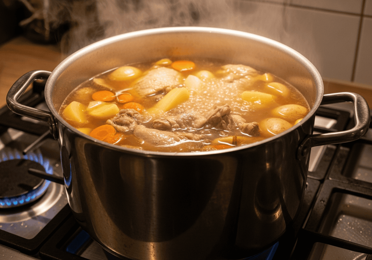 Cooking Caldo de Gallina Criolla