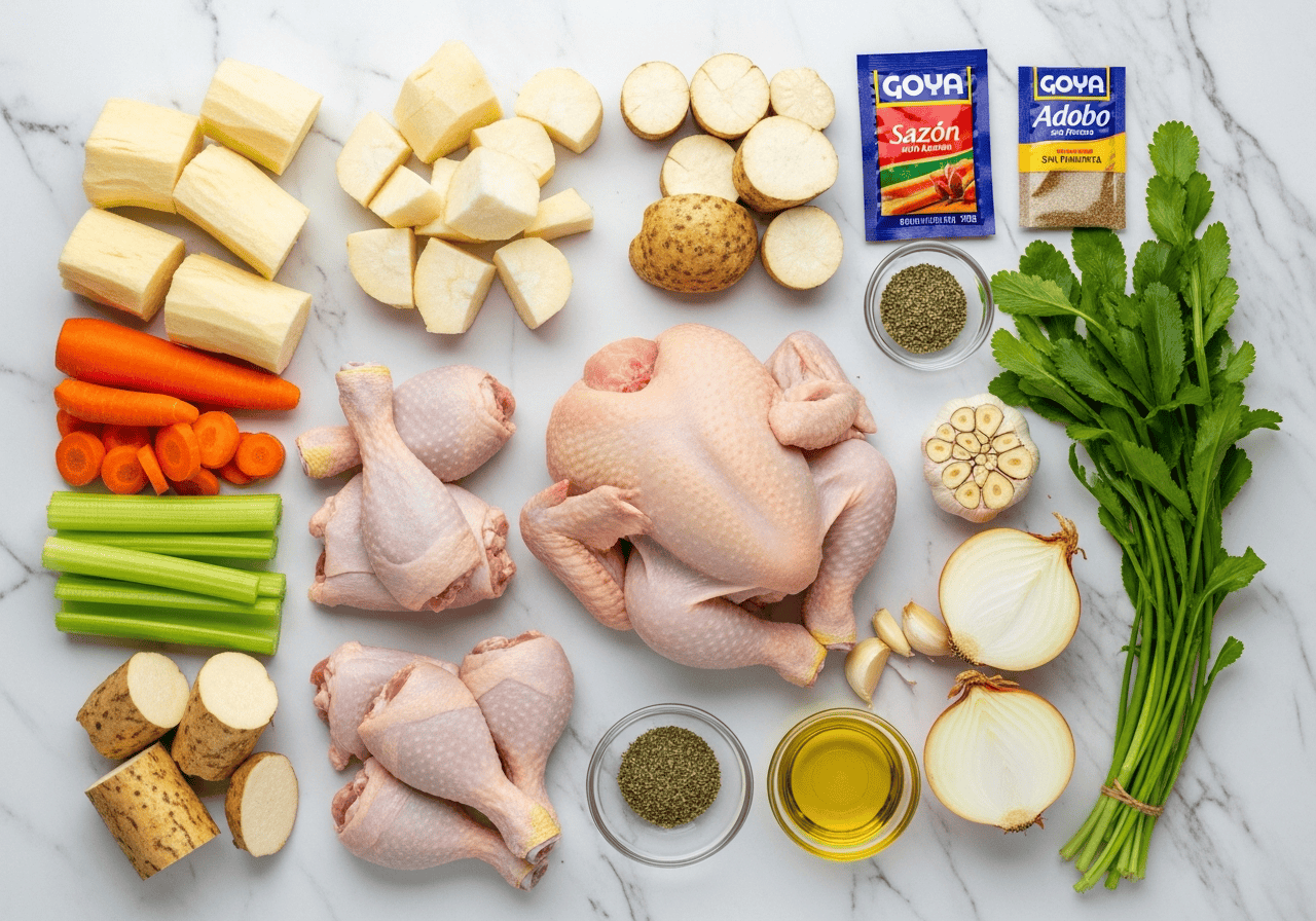 Ingredients for Caldo de Gallina Criolla