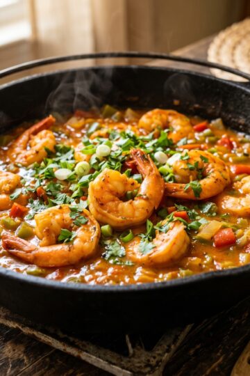 Dominican camarones guisados stewed shrimp in criollo tomato sauce