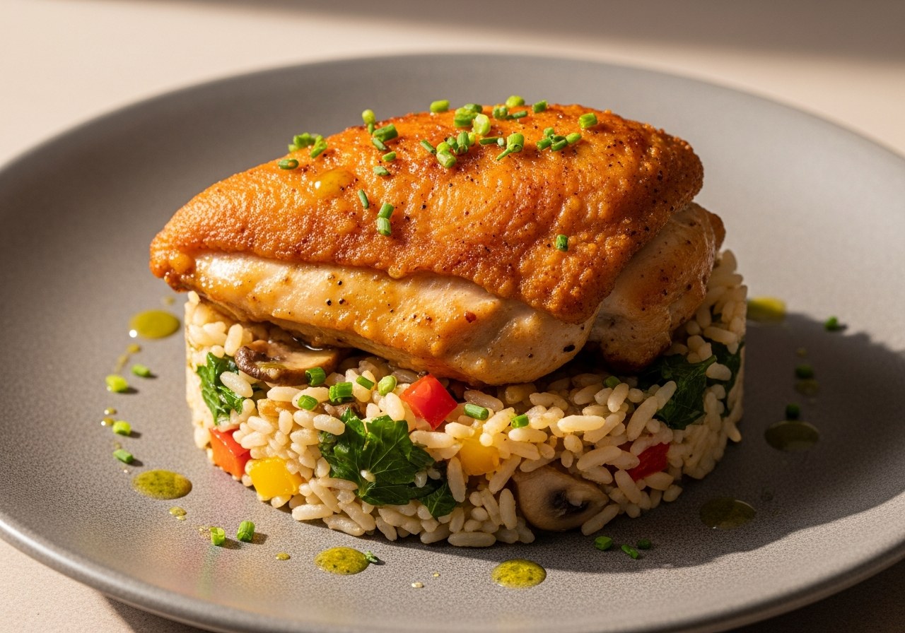 Crispy Chicken & Rice Bake (No Canned Soup) — food photography