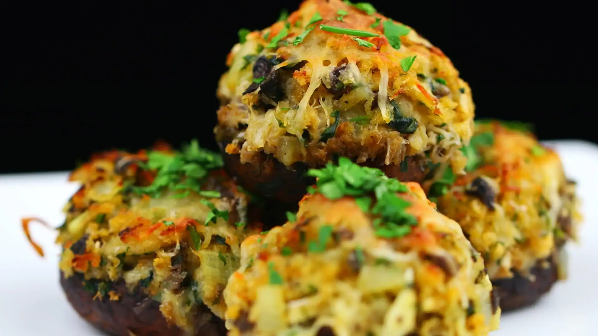 Crab stuffed mushrooms ready to serve