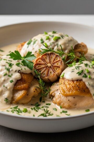 Creamy Garlic Herb Chicken Thighs (Slow Cooker Edition) — food photography