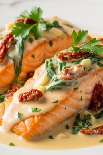 Creamy Tuscan Salmon — food photography