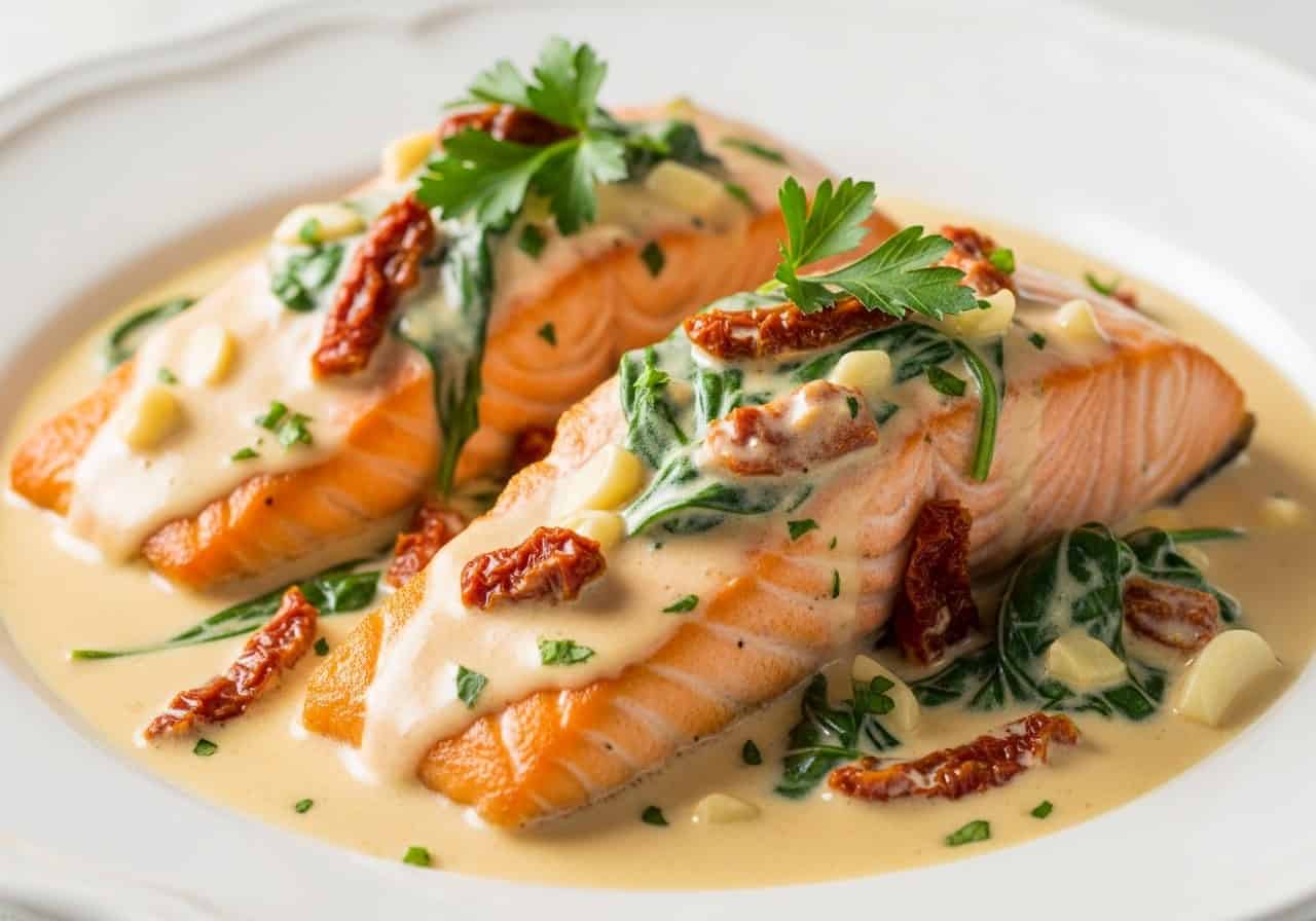 Creamy Tuscan Salmon — food photography