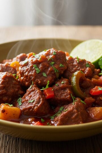 Dominican Slow Cooker Goat Stew Recipe (Chivo Guisado) — food photography