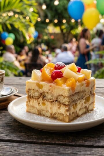 Dulce frio dominicano served on plate with Dominican coffee at summer gathering