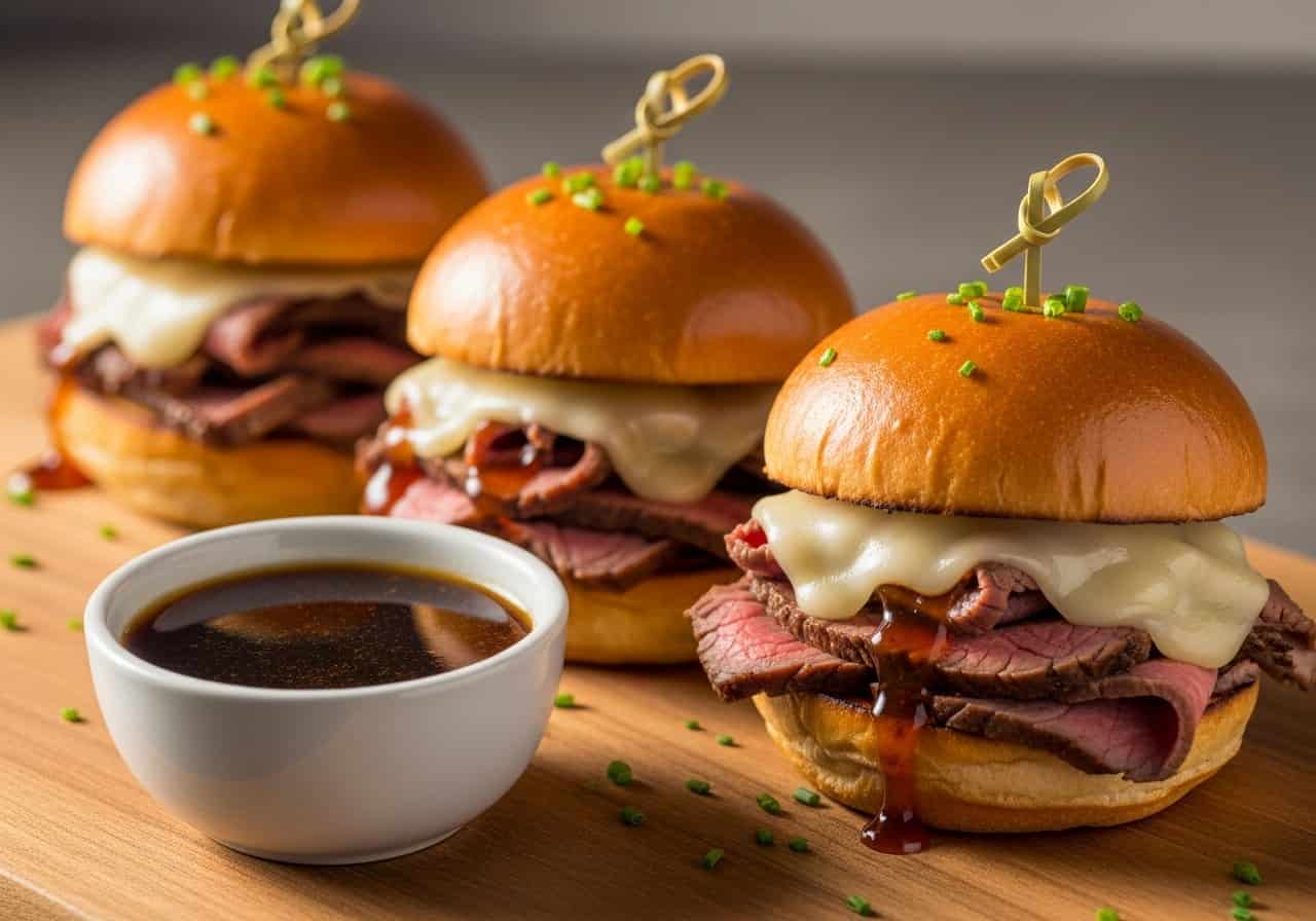 French Dip Sliders Recipe — food photography