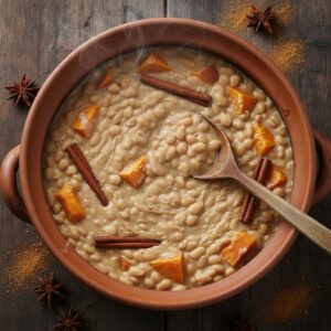 Habichuelas con dulce simmering with coconut milk and spices
