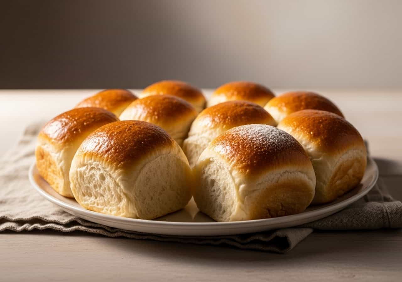 Homemade Cloverleaf Dinner Rolls — food photography