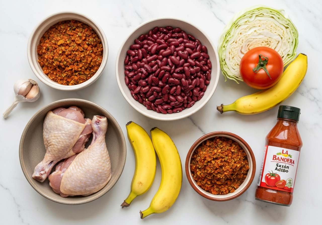 Ingredients for La Bandera Dominicana