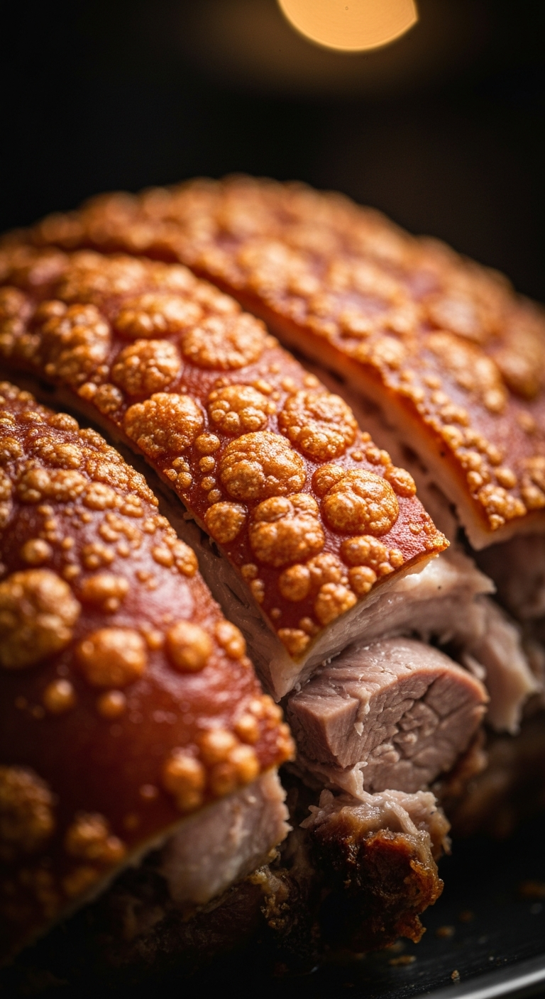 Close-up of Lechon Asado Dominicano