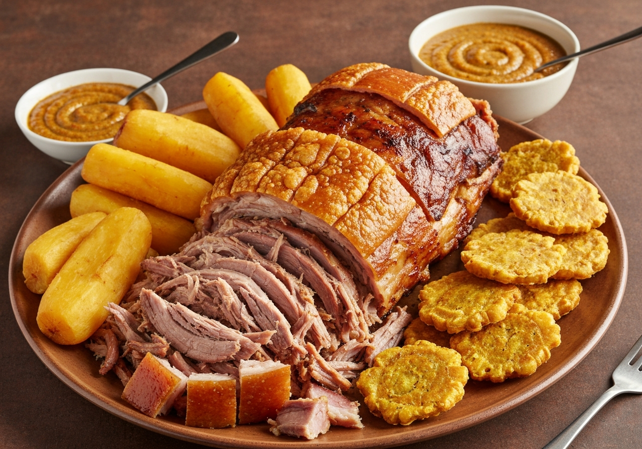 Lechon Asado Dominicano plated