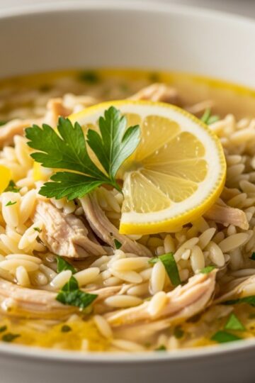 Lemon Chicken Orzo Soup — food photography