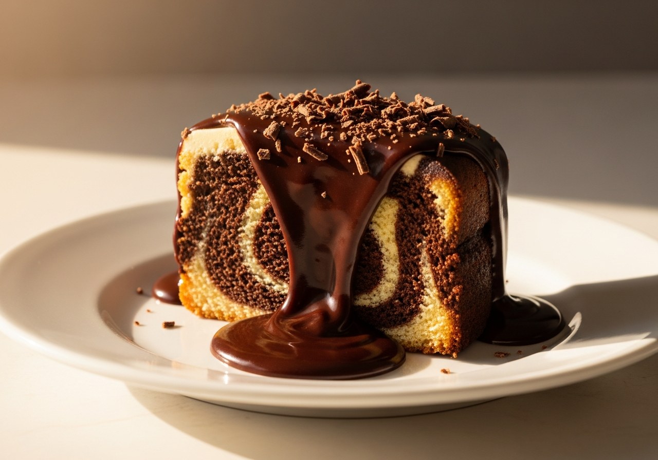 the Ultimate Marble Cake Experience with Rich Chocolate Ganache — food photography