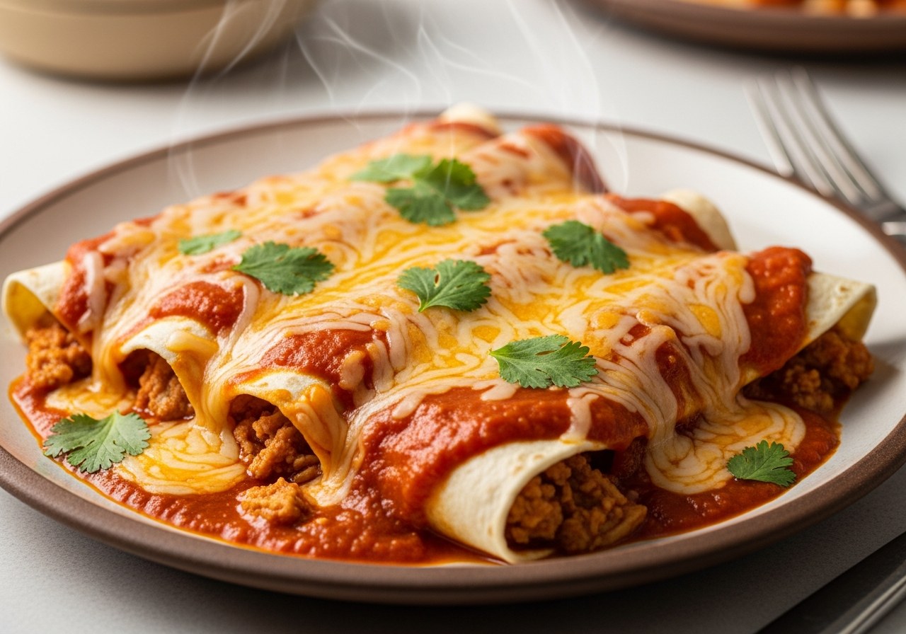 The Best Slow Cooker Chicken Enchiladas Recipe — food photography