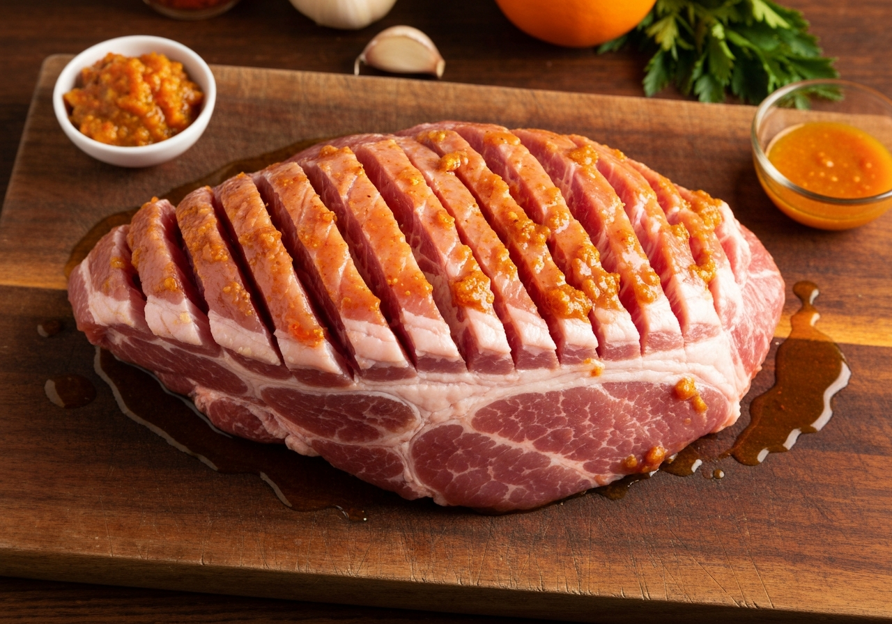 Preparing Puerco Asado Dominicano