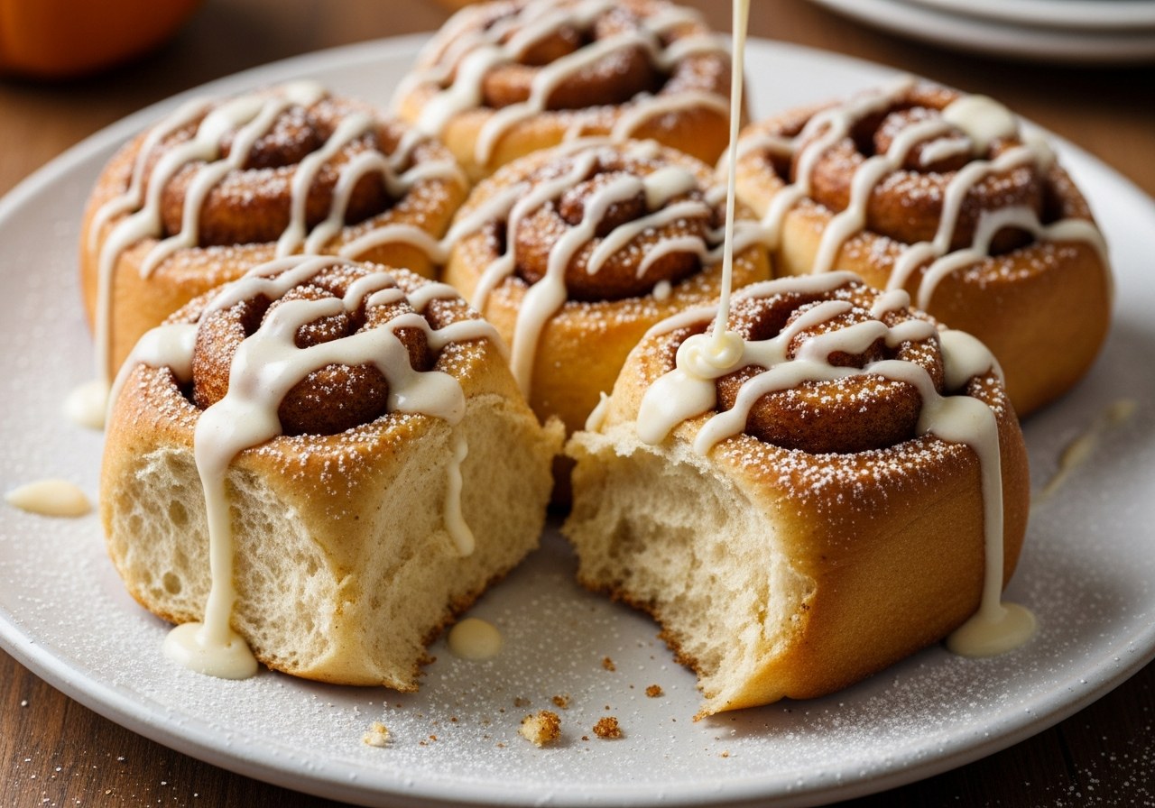 Easy Pumpkin Cinnamon Rolls – Soft, Sticky & Full of Fall Spice — food photography