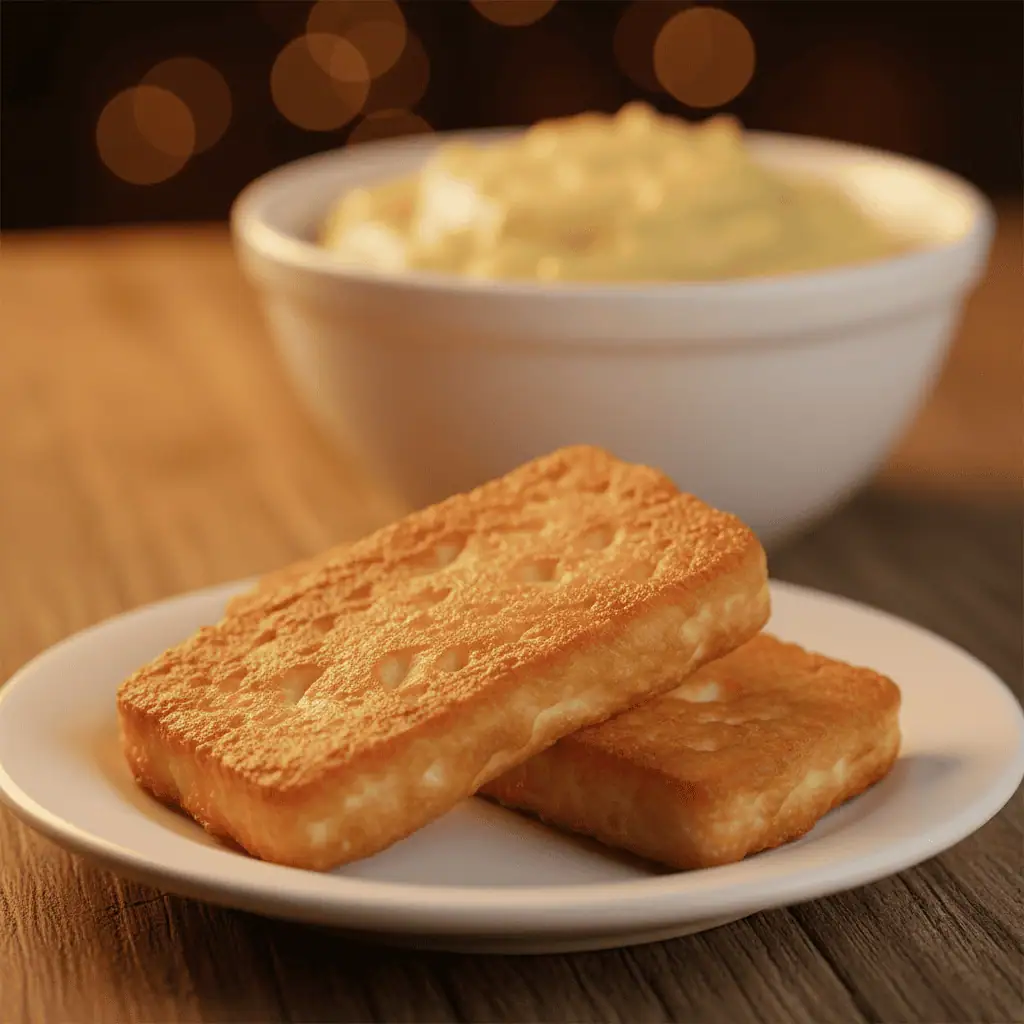Plated queso frito dominicano with mangu in background — Dominican breakfast