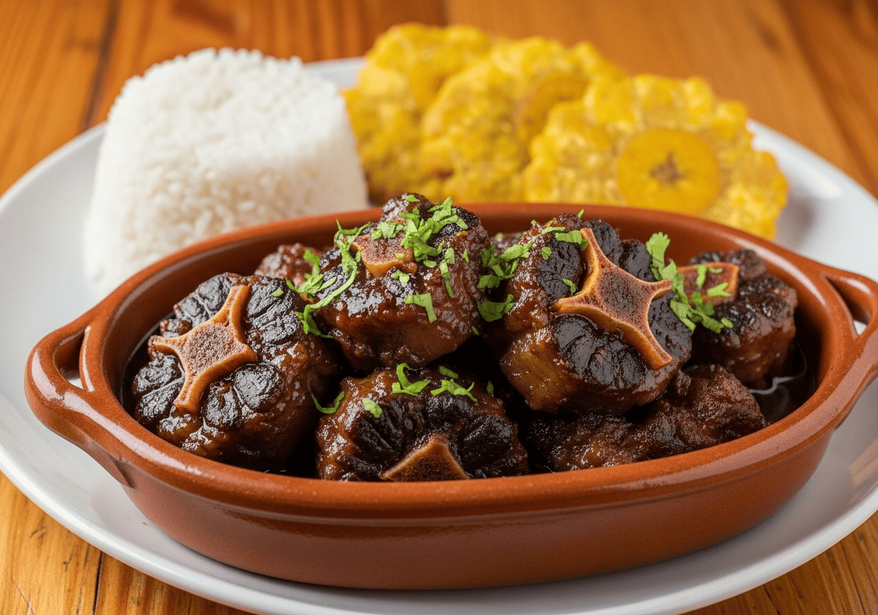 Rabo Encendido Dominicano served and plated