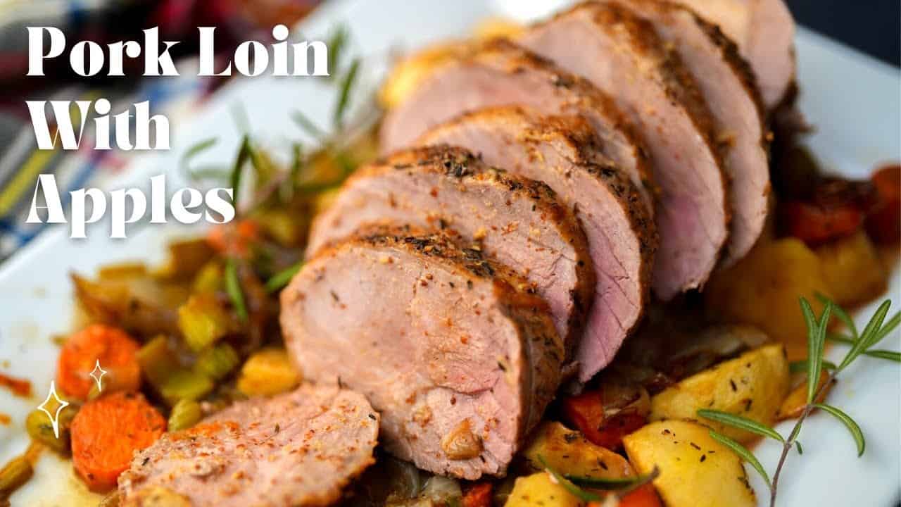 The Ultimate Roast Pork Loin with Apples Recipe Sliced roast pork loin with apples, carrots, celery, potatoes, and fresh rosemary — Kelvin's Kitchen