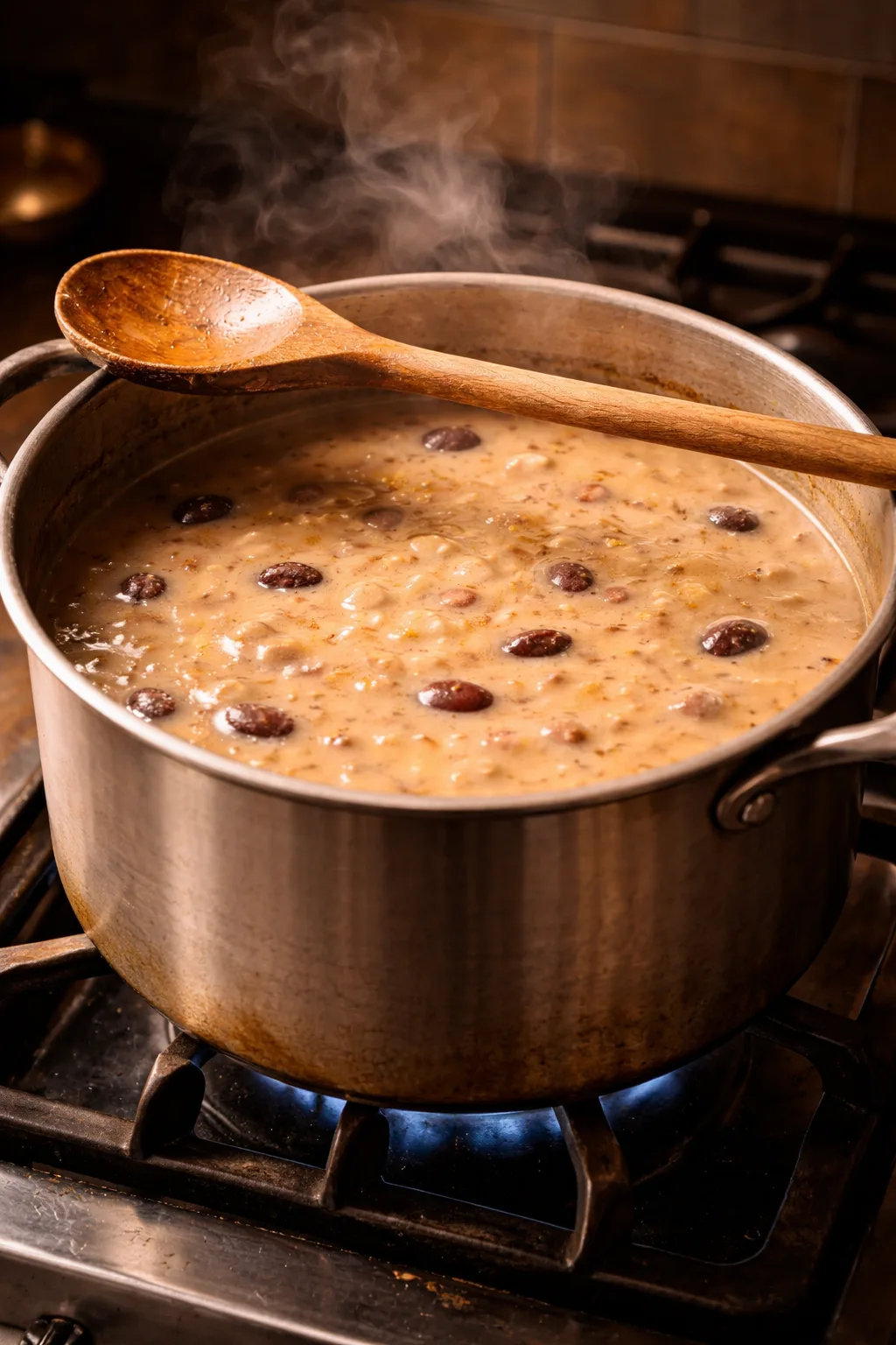 Simmering pot of Habichuelas con Dulce
