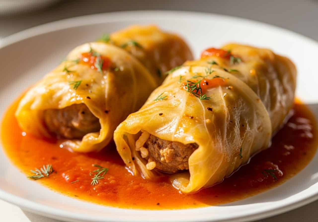 Slow Cooker Stuffed Cabbage Rolls — food photography