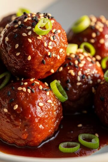 Sticky Korean Gochujang Meatballs — food photography