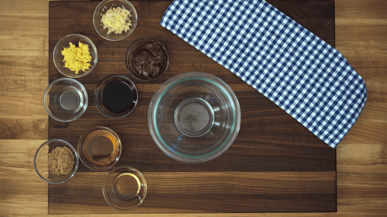 gochujang glaze ingredients flat lay